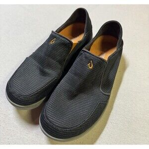 Olukai Men's Nohea Mesh Shadow Gray Size 10.5 Slip on Loafer Shoes 10188-4242